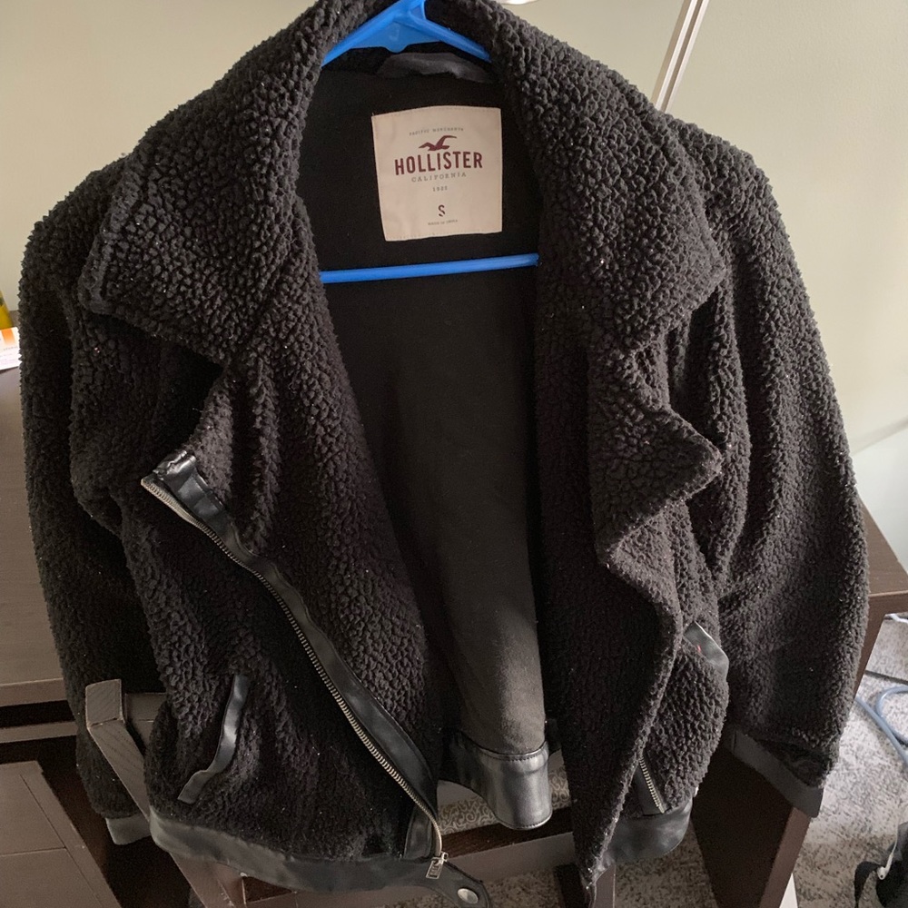 Hollister moto faux fur teddy jacket